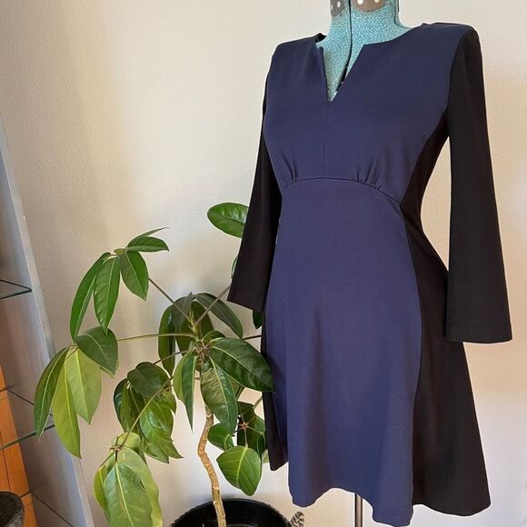 Classic Kate Spade Fit and Flare Colorblock Dress - Size 2 blue black classic‎ - Picture 2 of 8